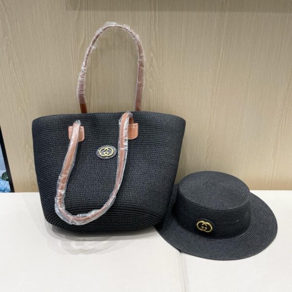 designer,replica,clothing,fake,1:1,lv,luxury,high quality Gucci new two-piece retro tote bag for women Xia Sen straw bag