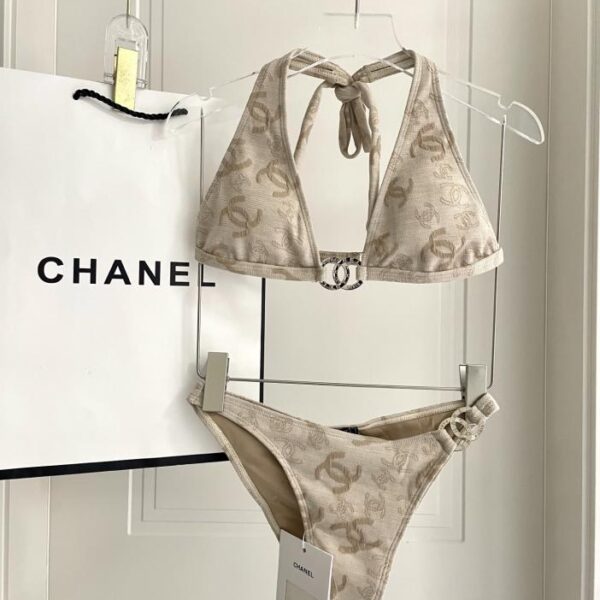 designer,replica,clothing,fake,1:1,lv,luxury,high quality Chanel new jacquard split swimsuit