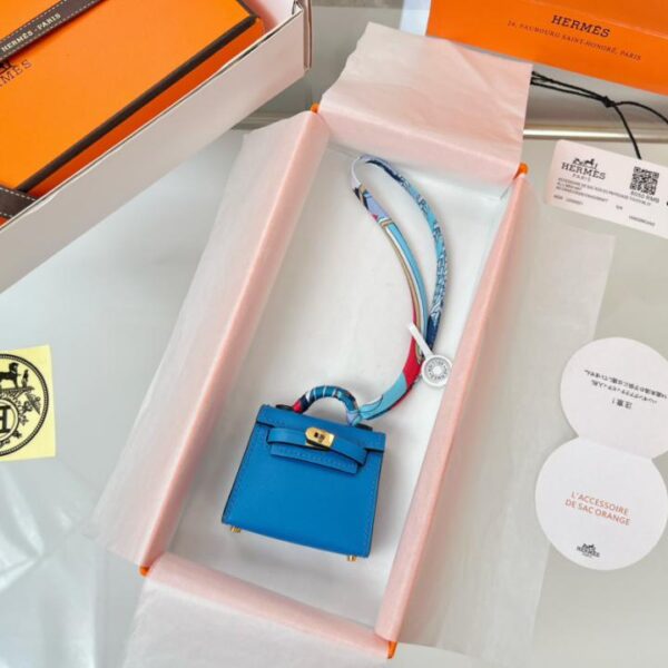 designer,replica,clothing,fake,1:1,lv,luxury,high quality HERMES mini Kelly bag (water fairy blue) kelly twilly charm