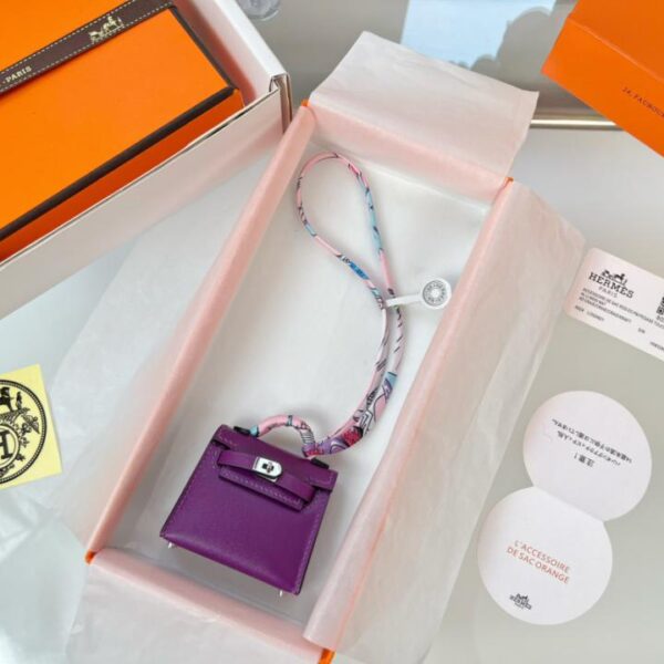 designer,replica,clothing,fake,1:1,lv,luxury,high quality HERMES mini Kelly bag (sea anemone purple) kelly twilly charm