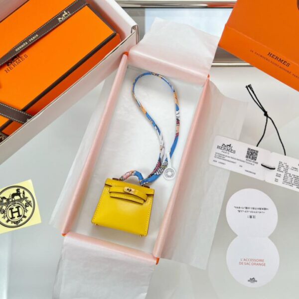 designer,replica,clothing,fake,1:1,lv,luxury,high quality HERMES mini Kelly bag (amber yellow) kelly twilly charm