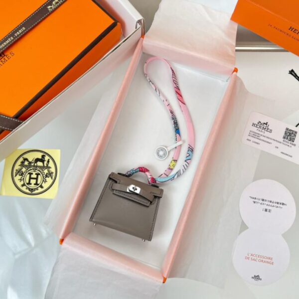 designer,replica,clothing,fake,1:1,lv,luxury,high quality HERMES mini Kelly bag (pewter gray) kelly twilly charm