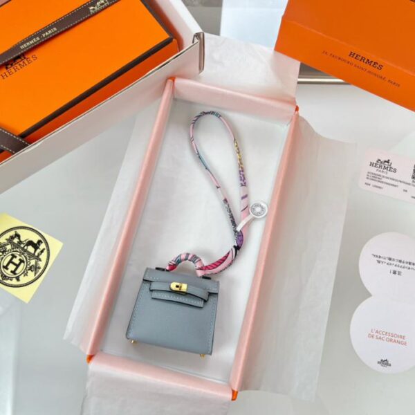 designer,replica,clothing,fake,1:1,lv,luxury,high quality HERMES mini Kelly bag (haze blue) kelly twilly charm