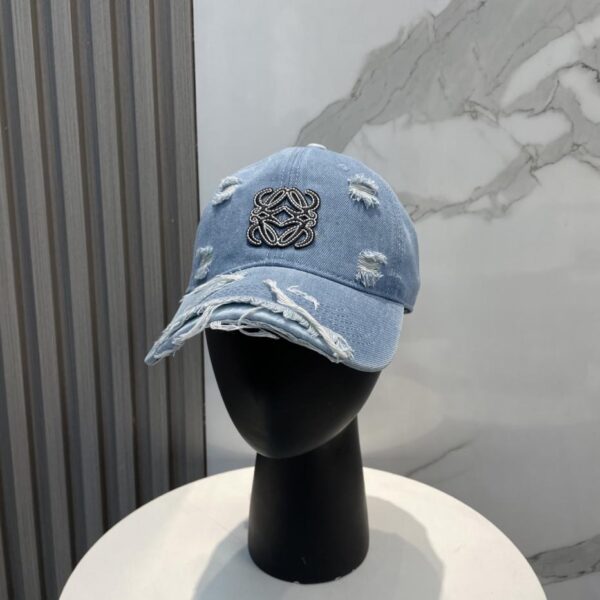 designer,replica,clothing,fake,1:1,lv,luxury,high quality Loewe new ripped washed denim baseball cap for men and women