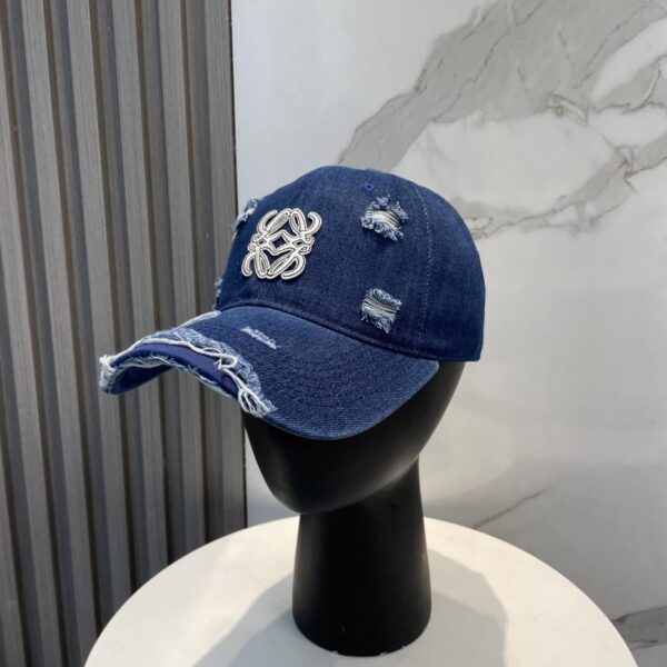 designer,replica,clothing,fake,1:1,lv,luxury,high quality Loewe new ripped washed denim baseball cap for men and women