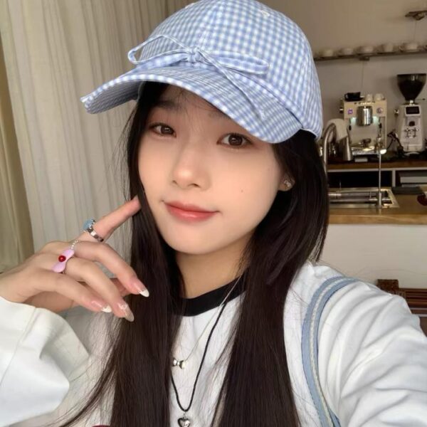 designer,replica,clothing,fake,1:1,lv,luxury,high quality BALENCIAGA Korean plaid baseball hat women’s spring and summer new style