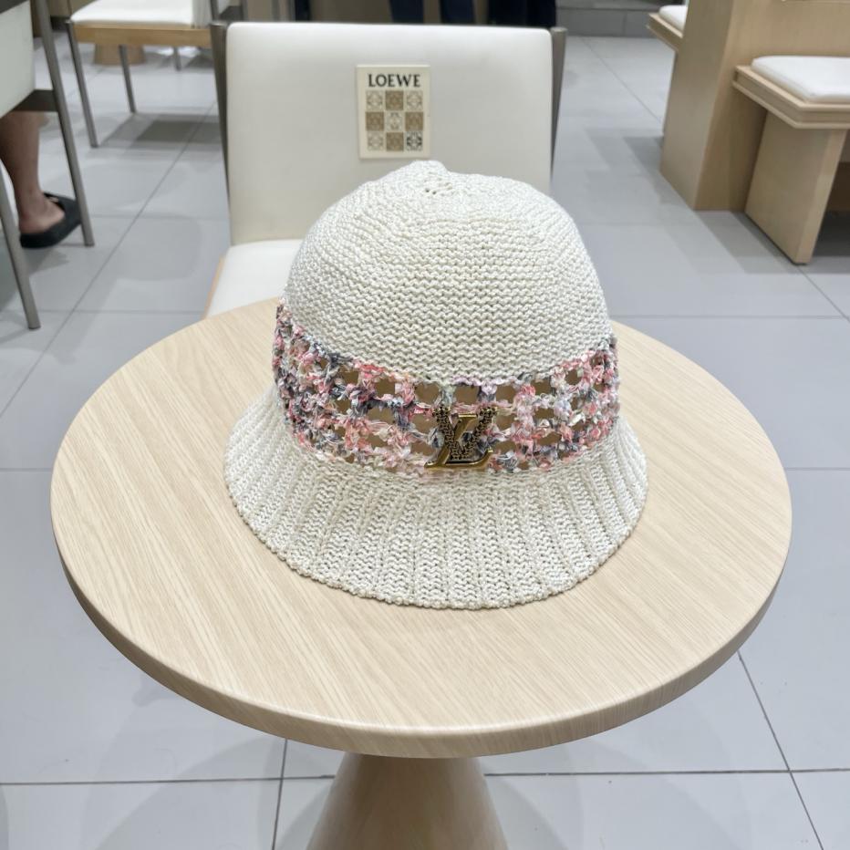 designer,replica,clothing,fake,1:1,lv,luxury,high quality Louis Vuitton high-end trendy summer hollow knitted hat bucket hat