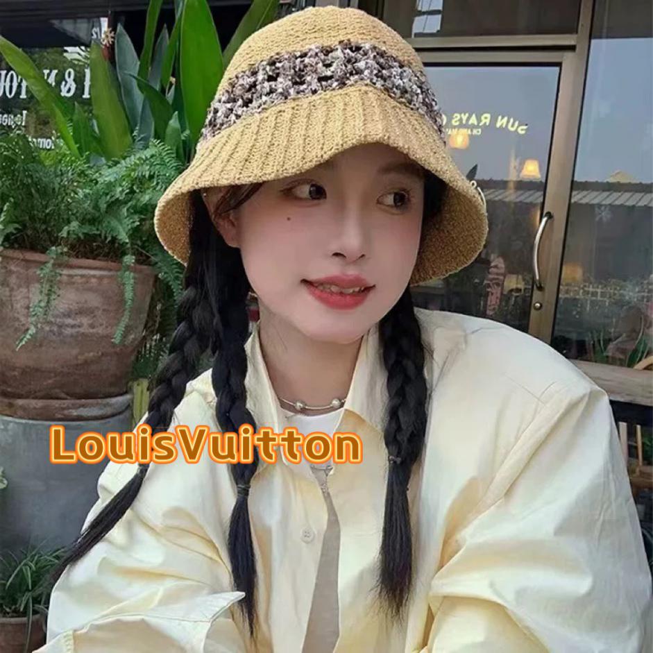 designer,replica,clothing,fake,1:1,lv,luxury,high quality Louis Vuitton high-end trendy summer hollow knitted hat bucket hat