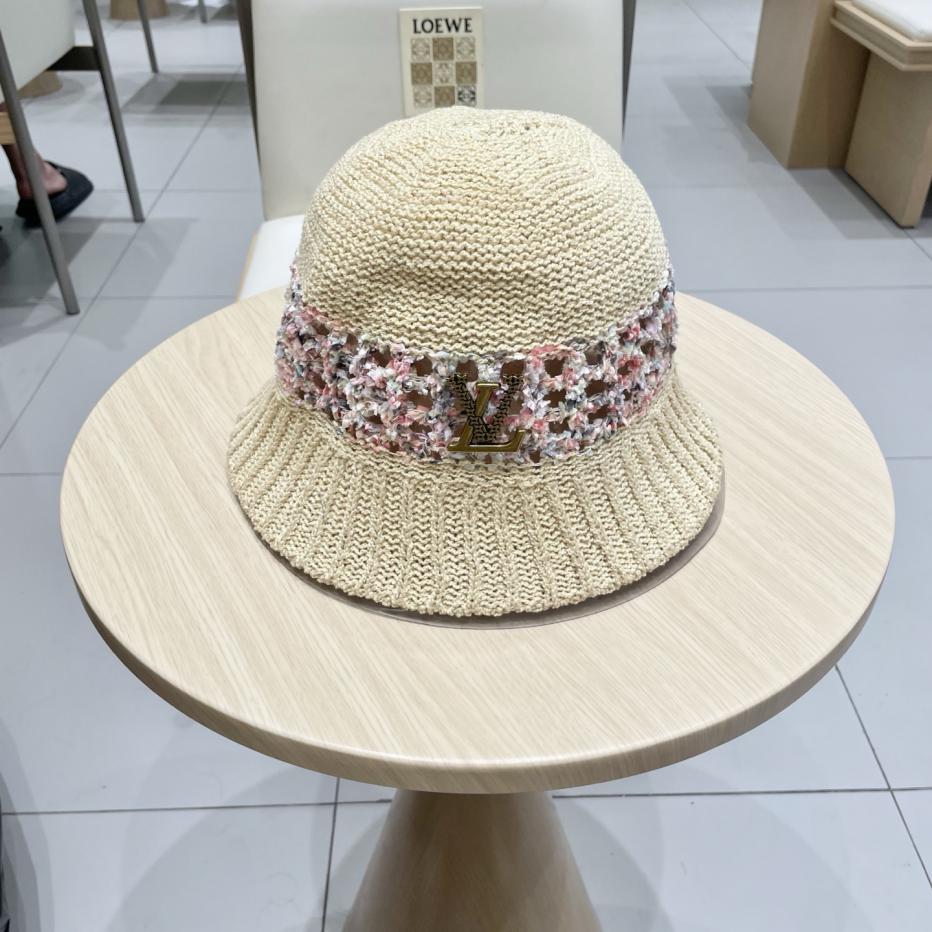 designer,replica,clothing,fake,1:1,lv,luxury,high quality Louis Vuitton high-end trendy summer hollow knitted hat bucket hat