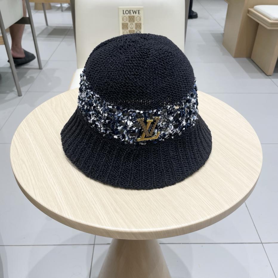 designer,replica,clothing,fake,1:1,lv,luxury,high quality Louis Vuitton high-end trendy summer hollow knitted hat bucket hat