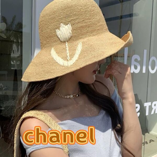 designer,replica,clothing,fake,1:1,lv,luxury,high quality Chanel Tulip Raffia Hat Women’s New Style
