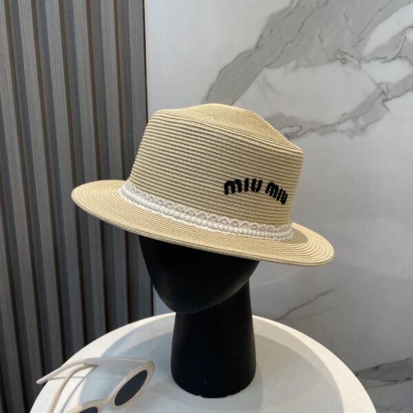 designer,replica,clothing,fake,1:1,lv,luxury,high quality Miu Miu lace flat straw hat