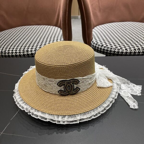 designer,replica,clothing,fake,1:1,lv,luxury,high quality Chanel new sunshade flat-top straw hat