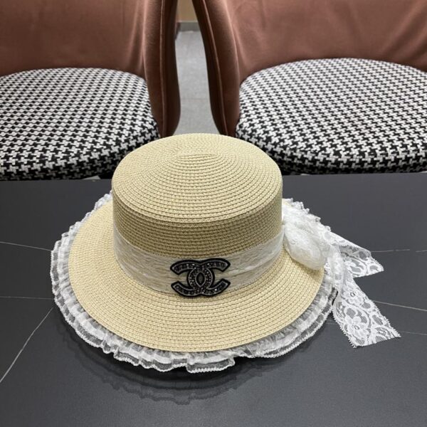 designer,replica,clothing,fake,1:1,lv,luxury,high quality Chanel new sunshade flat-top straw hat