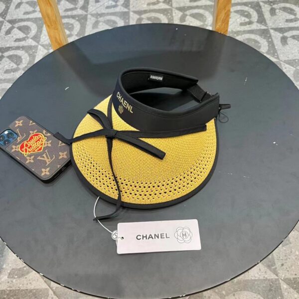 designer,replica,clothing,fake,1:1,lv,luxury,high quality Chanel cute bow foldable sun hat empty top straw hat