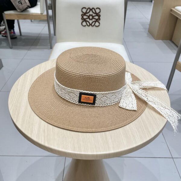 designer,replica,clothing,fake,1:1,lv,luxury,high quality Hermes Lace Straw Hat Women’s Summer Beach Flat Top Sun Hat