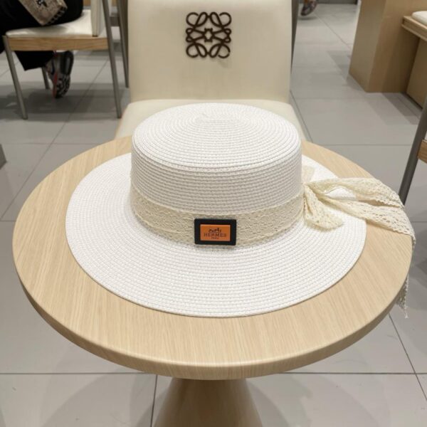 designer,replica,clothing,fake,1:1,lv,luxury,high quality Hermes Lace Straw Hat Women’s Summer Beach Flat Top Sun Hat
