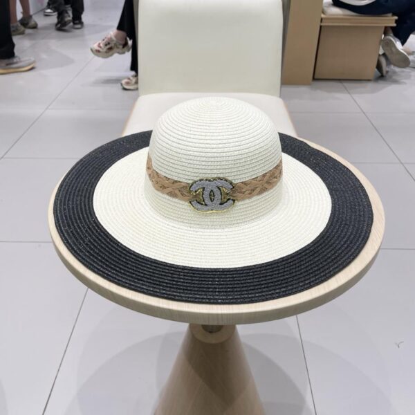 designer,replica,clothing,fake,1:1,lv,luxury,high quality Chanel Beach Big Brim Hat Colorblock Straw Hat