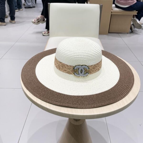 designer,replica,clothing,fake,1:1,lv,luxury,high quality Chanel Beach Big Brim Hat Colorblock Straw Hat