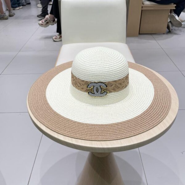 designer,replica,clothing,fake,1:1,lv,luxury,high quality Chanel Beach Big Brim Hat Colorblock Straw Hat