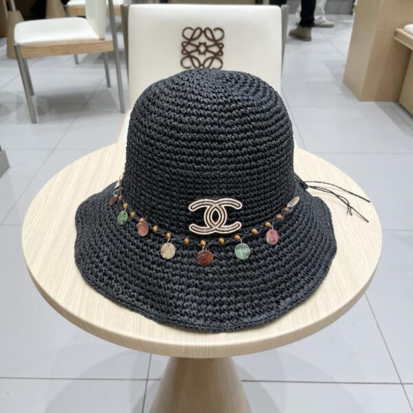 designer,replica,clothing,fake,1:1,lv,luxury,high quality Chanel bohemian shell sequined straw bucket hat