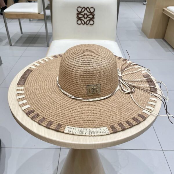 designer,replica,clothing,fake,1:1,lv,luxury,high quality Gucci new spring and summer large-brimmed straw hat foldable beach hat