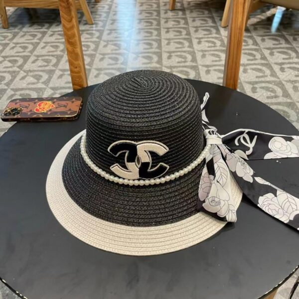 designer,replica,clothing,fake,1:1,lv,luxury,high quality CHANEL new straw hat camellia ribbon