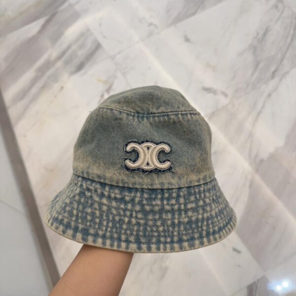 designer,replica,clothing,fake,1:1,lv,luxury,high quality CELINE new denim blue retro fisherman hat