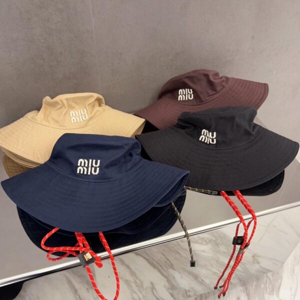 designer,replica,clothing,fake,1:1,lv,luxury,high quality Miu Miu embroidered large-brimmed bucket hat
