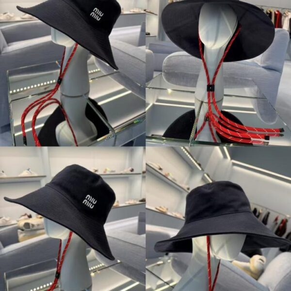 designer,replica,clothing,fake,1:1,lv,luxury,high quality Miu Miu embroidered large-brimmed bucket hat
