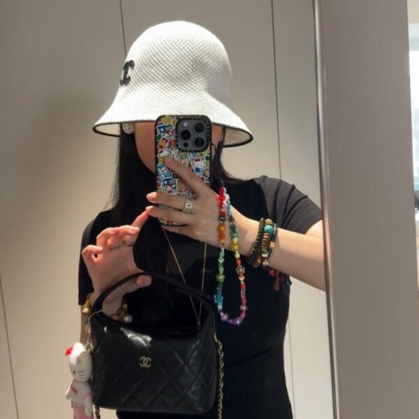 designer,replica,clothing,fake,1:1,lv,luxury,high quality Chanel bucket hat lambskin logo