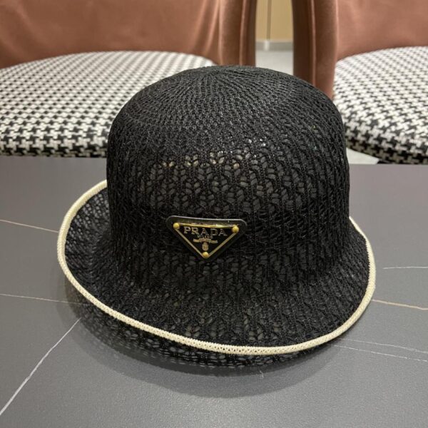 designer,replica,clothing,fake,1:1,lv,luxury,high quality Prada summer Korean style contrasting color fashionable and versatile hollow fisherman hat