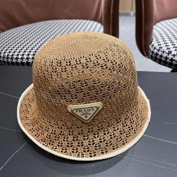 designer,replica,clothing,fake,1:1,lv,luxury,high quality Prada summer Korean style contrasting color fashionable and versatile hollow fisherman hat