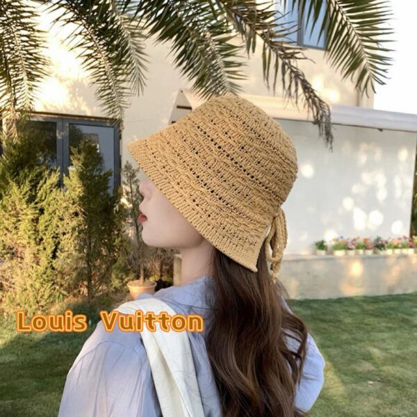 designer,replica,clothing,fake,1:1,lv,luxury,high quality Louis Vuitton New Korean Bucket Hat Women’s Bow Summer Slit Hollow Breathable Fisherman’s Sun Hat