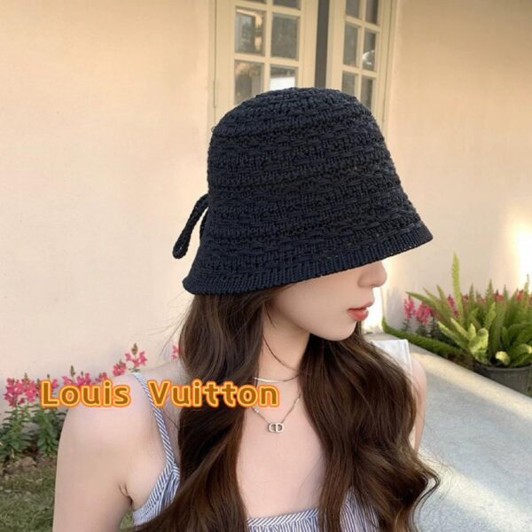 designer,replica,clothing,fake,1:1,lv,luxury,high quality Louis Vuitton New Korean Bucket Hat Women’s Bow Summer Slit Hollow Breathable Fisherman’s Sun Hat