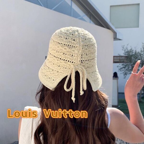 designer,replica,clothing,fake,1:1,lv,luxury,high quality Louis Vuitton New Korean Bucket Hat Women’s Bow Summer Slit Hollow Breathable Fisherman’s Sun Hat