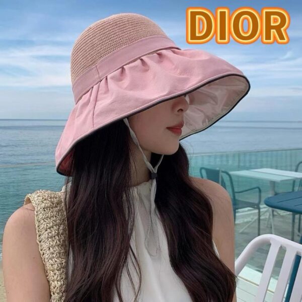 designer,replica,clothing,fake,1:1,lv,luxury,high quality DIOR letter color glue sun protection hat