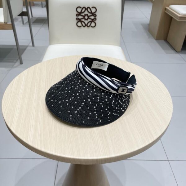 designer,replica,clothing,fake,1:1,lv,luxury,high quality Celine French sunscreen zebra pattern rhinestone empty top hat for women with large brim