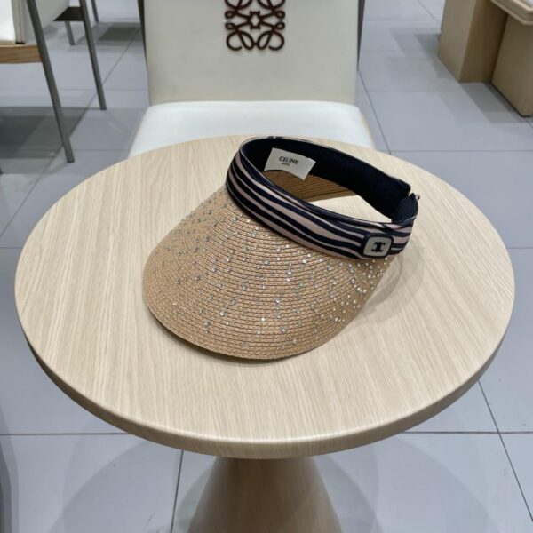 designer,replica,clothing,fake,1:1,lv,luxury,high quality Celine French sunscreen zebra pattern rhinestone empty top hat for women with large brim