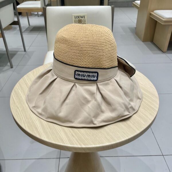 designer,replica,clothing,fake,1:1,lv,luxury,high quality Miu Miu summer bow UV-resistant fisherman hat for women