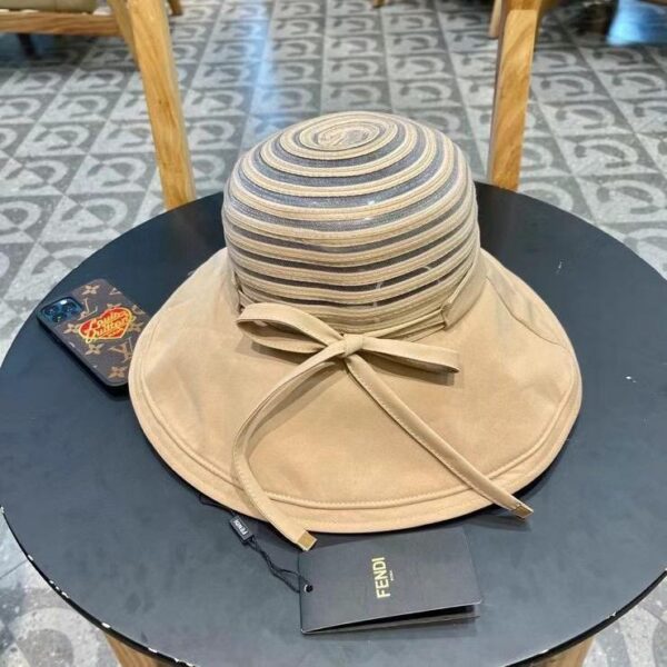 designer,replica,clothing,fake,1:1,lv,luxury,high quality FENDI Fendi spring hat women’s striped mesh breathable bow fisherman hat