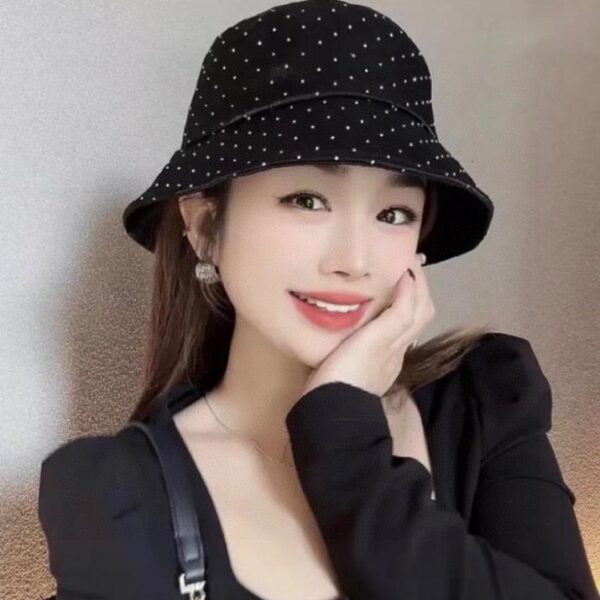 designer,replica,clothing,fake,1:1,lv,luxury,high quality Louis Vuitton Korean style rhinestone bucket hat for women spring and summer