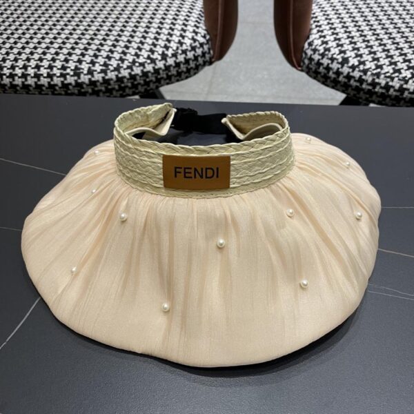 designer,replica,clothing,fake,1:1,lv,luxury,high quality Fendi Korean style large brim sun hat for women with pearls hollow top hat