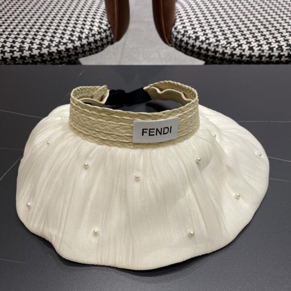 designer,replica,clothing,fake,1:1,lv,luxury,high quality Fendi Korean style large brim sun hat for women with pearls hollow top hat