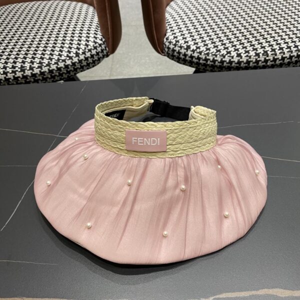 designer,replica,clothing,fake,1:1,lv,luxury,high quality Fendi Korean style large brim sun hat for women with pearls hollow top hat