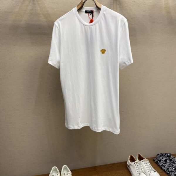 designer,replica,clothing,fake,1:1,lv,luxury,high quality Versace small gold logo embroidered short sleeves