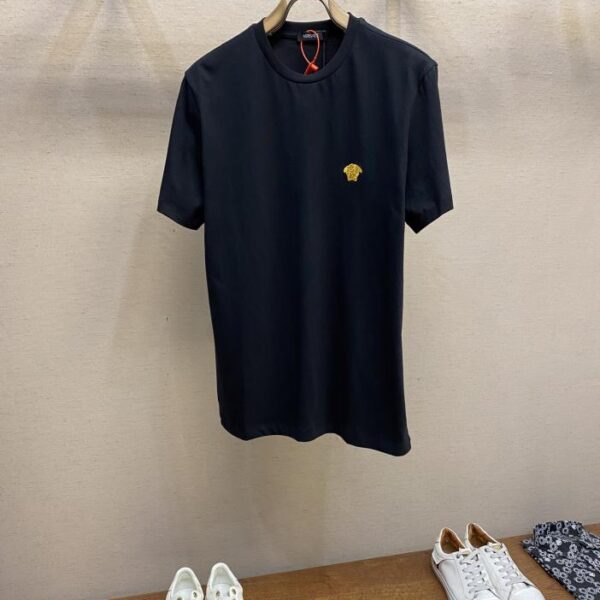 designer,replica,clothing,fake,1:1,lv,luxury,high quality Versace small gold logo embroidered short sleeves