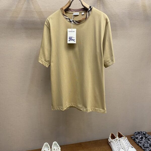 designer,replica,clothing,fake,1:1,lv,luxury,high quality Burberry plaid collar crew neck short sleeves
