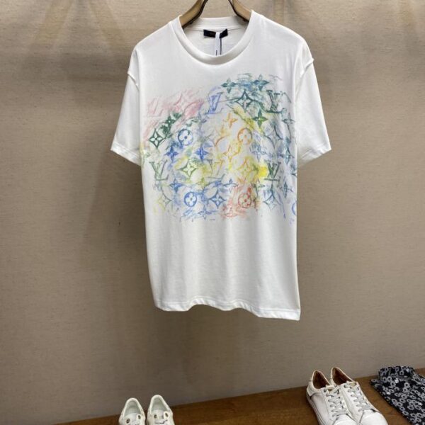 designer,replica,clothing,fake,1:1,lv,luxury,high quality Louis Vuitton all-over colorful round neck short-sleeved T-shirt