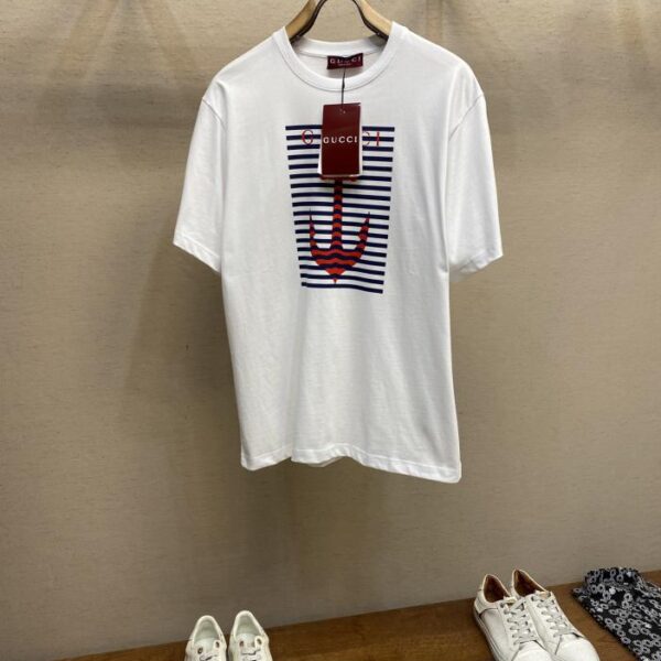 designer,replica,clothing,fake,1:1,lv,luxury,high quality Gucci anchor print crew neck short sleeves